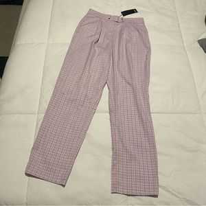 NWT Nasty Gal Purple Plaid Pants with Wooden Buttons